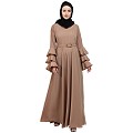 Umbrella abaya with bell sleeves- Khaki